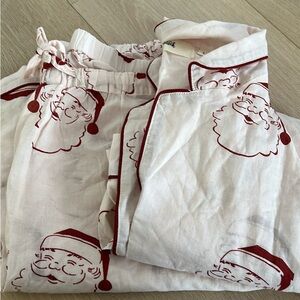 Womens Santa Print Pajamas - Pink Red and White